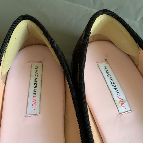 Isaac Mizrahi Live flats sz 8 m black lace patterned black bow - Picture 10 of 10